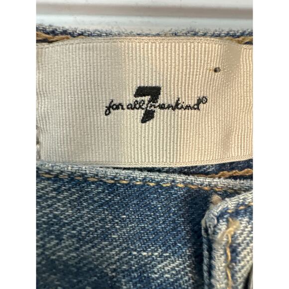 7 for All Mankind Women's Easy Boy Bootcut Jeans Raw Hem Light Wash Blue Size 27 - Picture 8 of 10